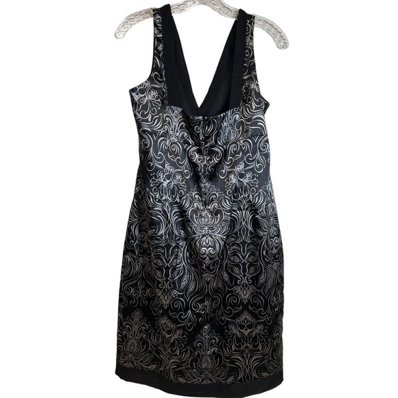 Jones Black & Silver V-Neck Black Trim Dress Size 12 - Picture 3 of 12